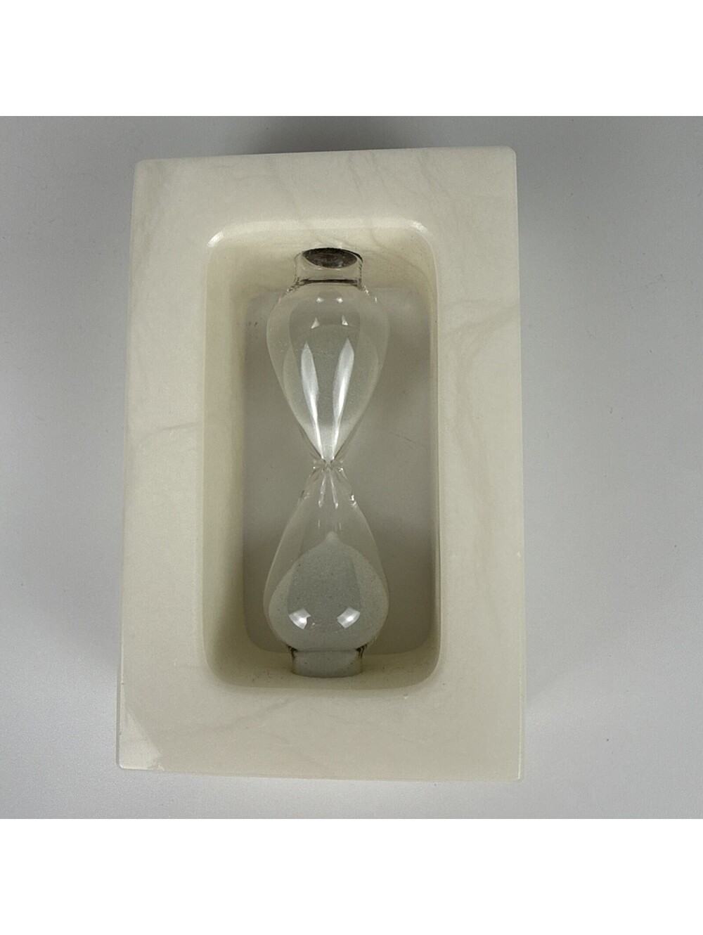Modern Ivory Hourglass Timer • Rectangular Stone Frame Sand Timer Decor - Picture 7 of 9
